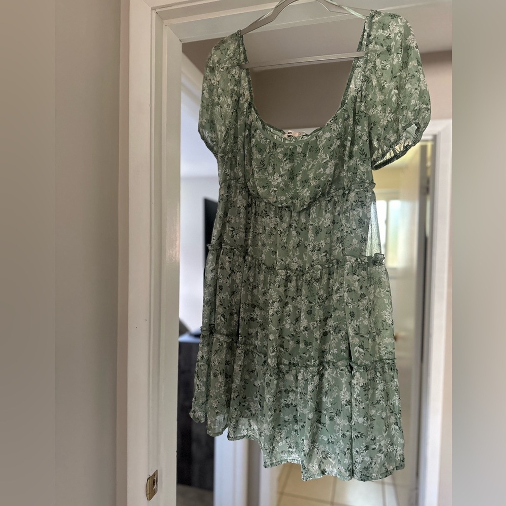 Sage Green Floral Francesca’s Dress XL- WORN ONCE